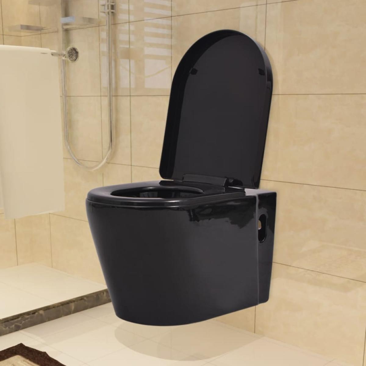 Inodoro de pared con cisterna oculta cerámica negro