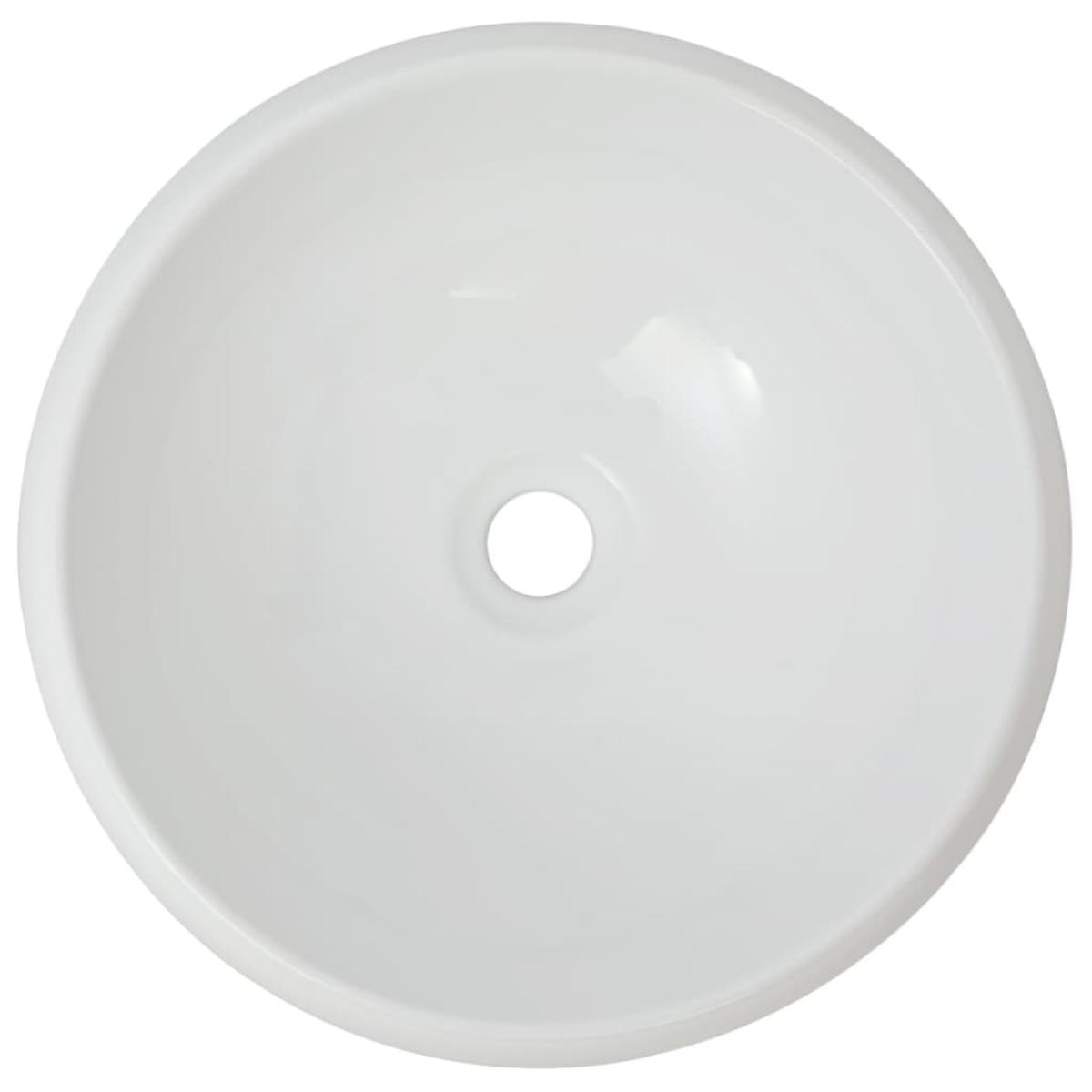 Lavabo de baño redondo con grifo mezclador cerámica blanco