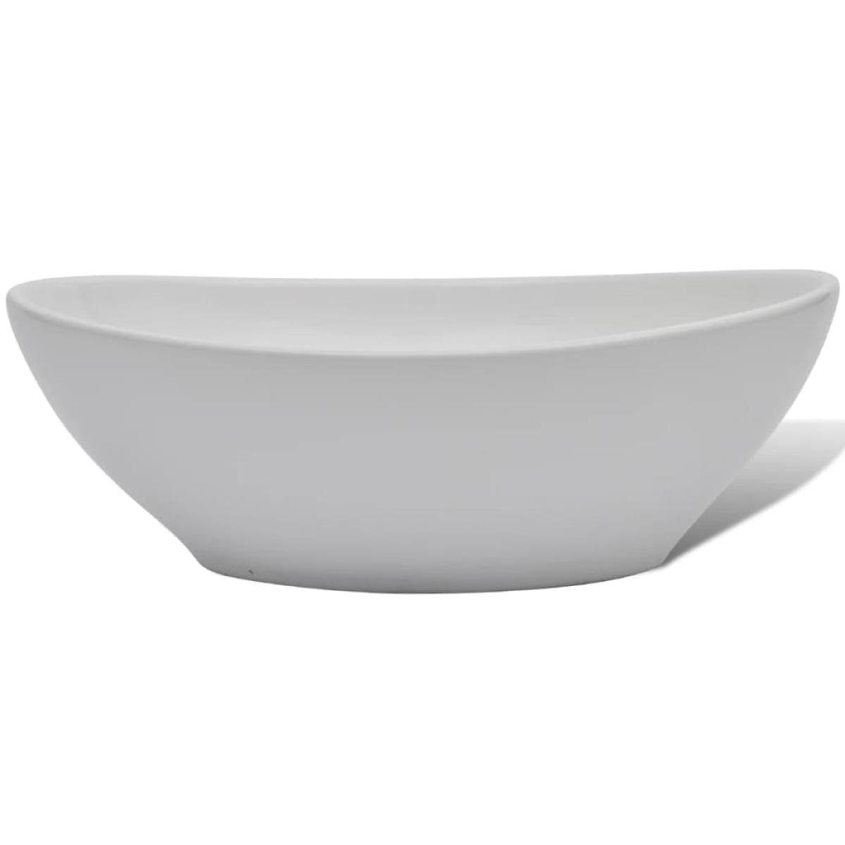 Lavabo de baño con grifo mezclador cerámica ovalado blanco