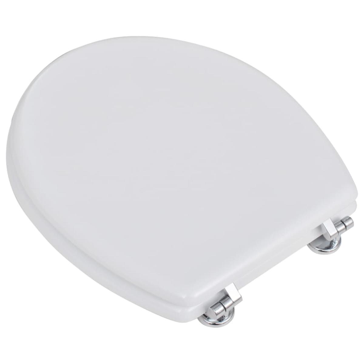 Asiento inodoro con tapas 2 piezas MDF blanco