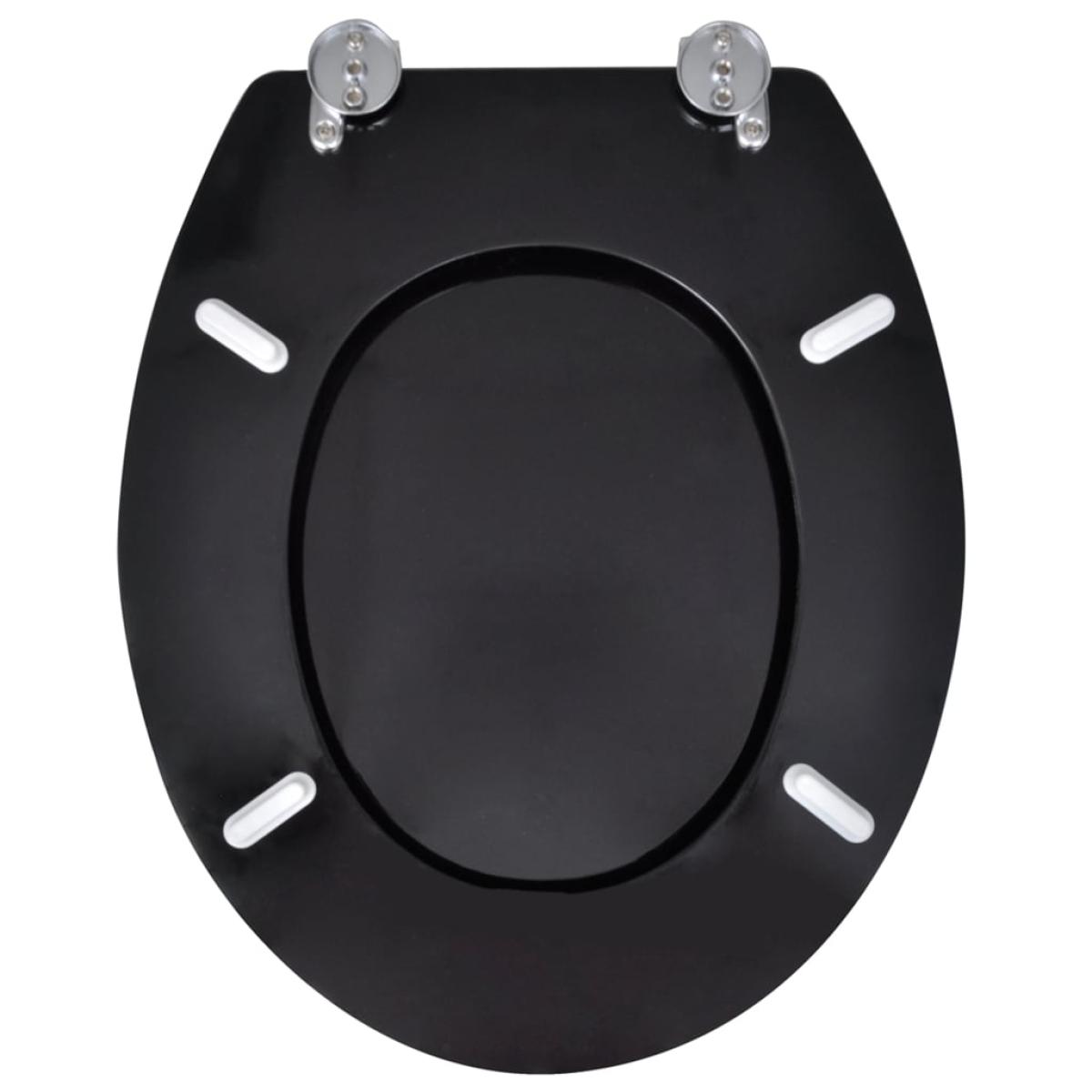 Asiento de inodoro con tapas 2 uds MDF negro