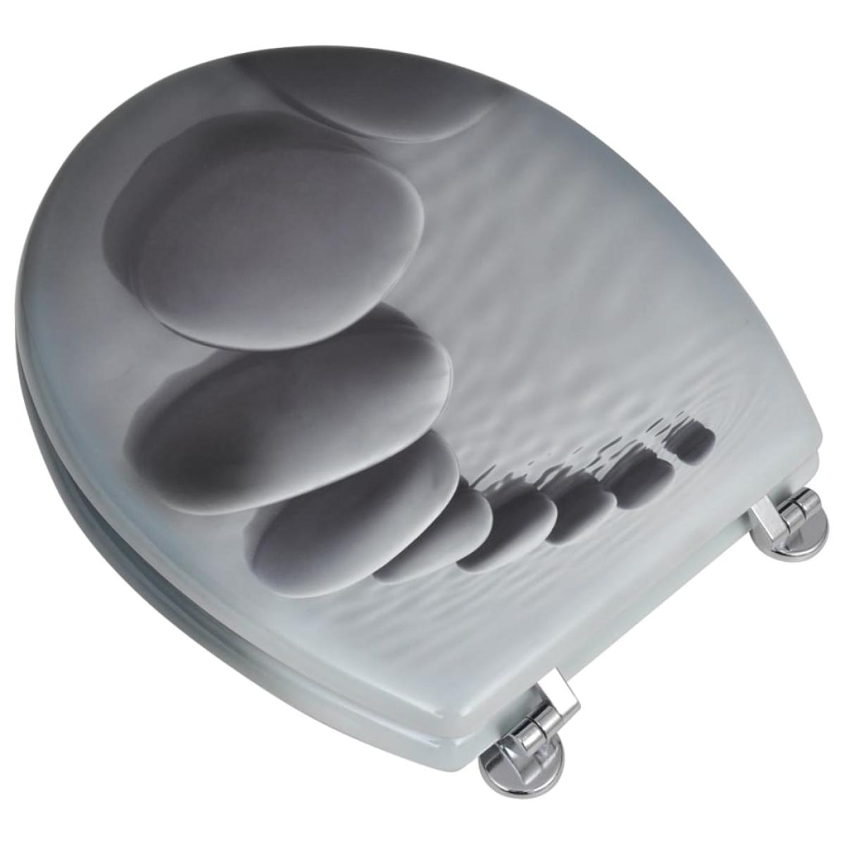 Asientos de inodoro con tapas 2 uds MDF piedras