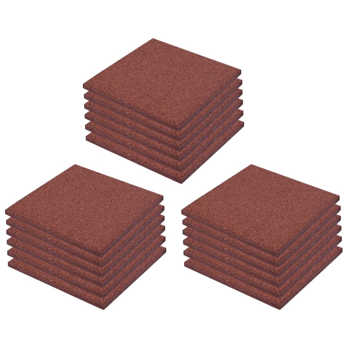 Losetas de goma protección de caídas 18 unidades 50x50x3cm rojo