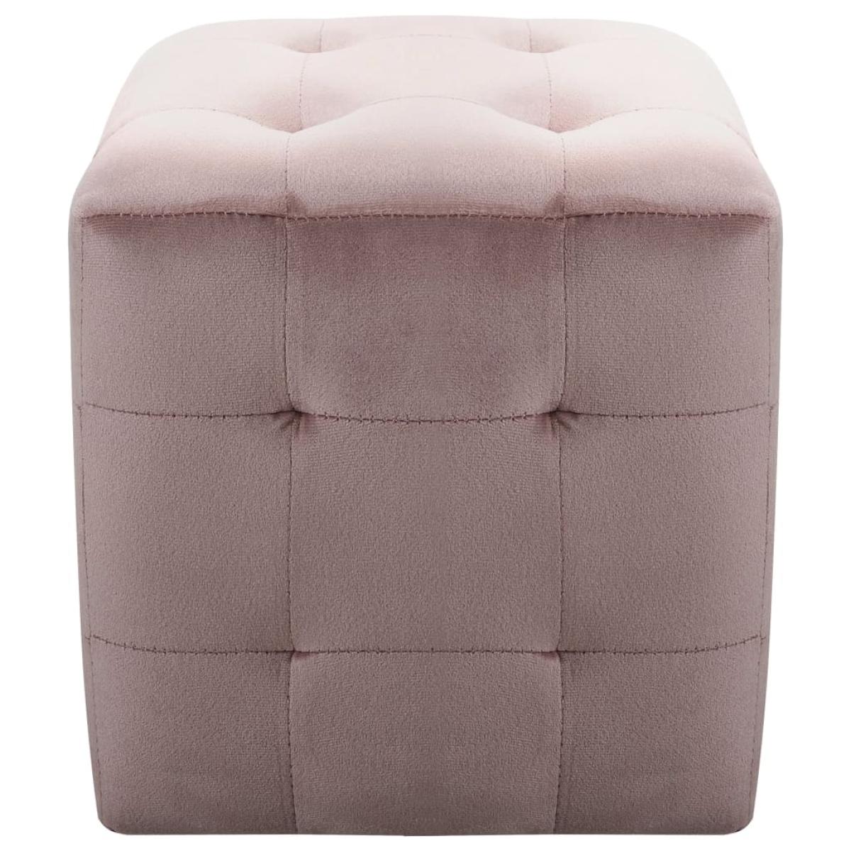 Puf 2 unidades terciopelo rosa 30x30x30 cm