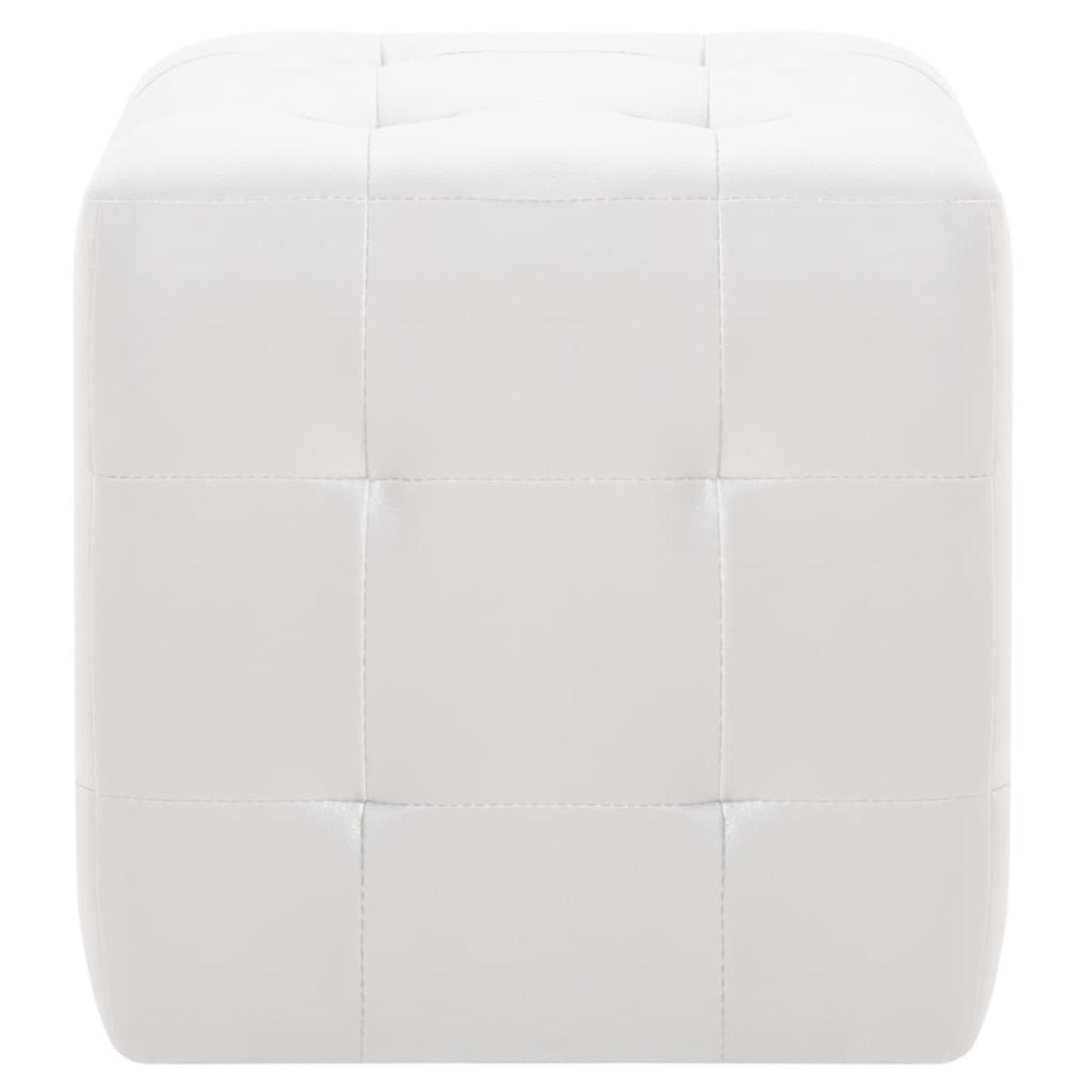 Puf 2 unidades cuero sintético blanco 30x30x30 cm