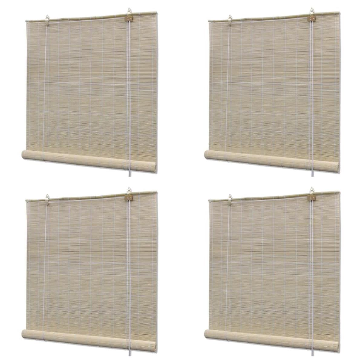Estores enrollables 4 unidades bambú natural 120x160 cm