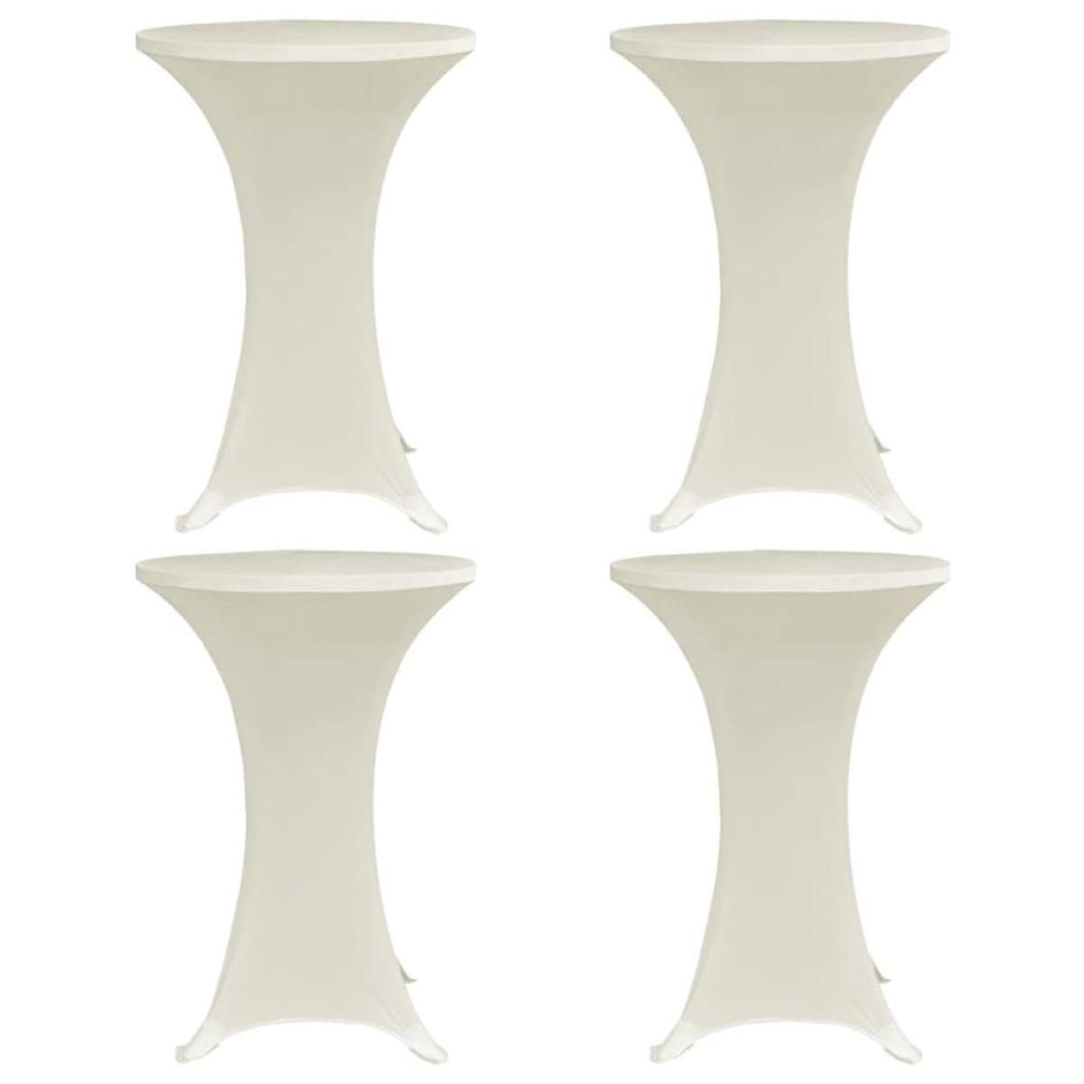 Mantel elástico para mesa alta 4 unidades color crema Ø60 cm