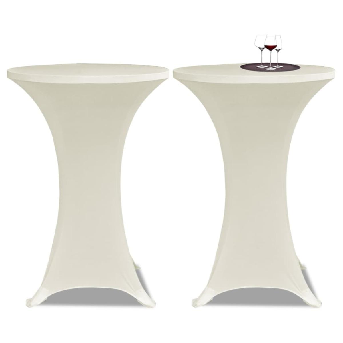 Mantel elástico para mesa alta 4 unidades color crema Ø60 cm