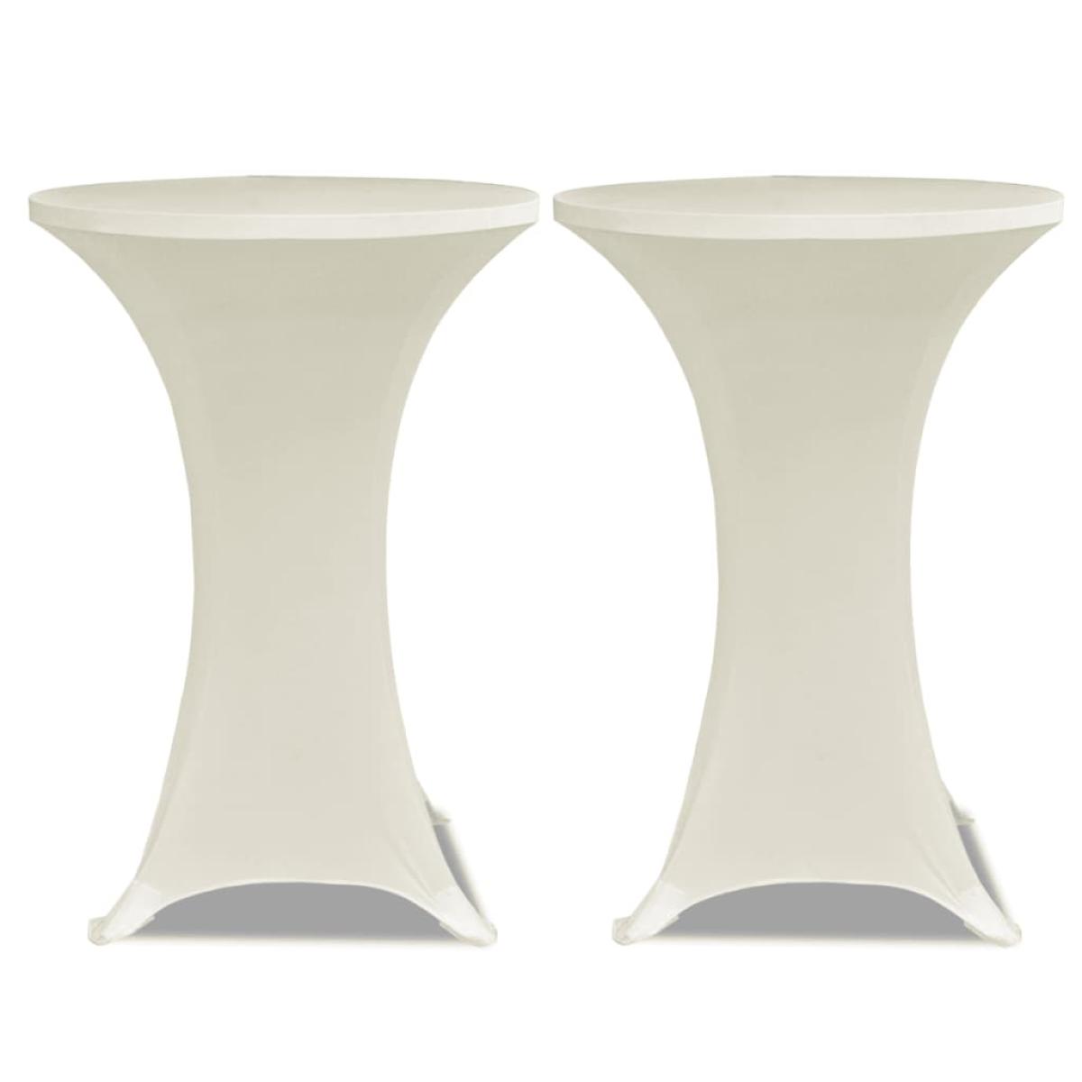 Mantel elástico para mesa alta 4 unidades color crema Ø60 cm