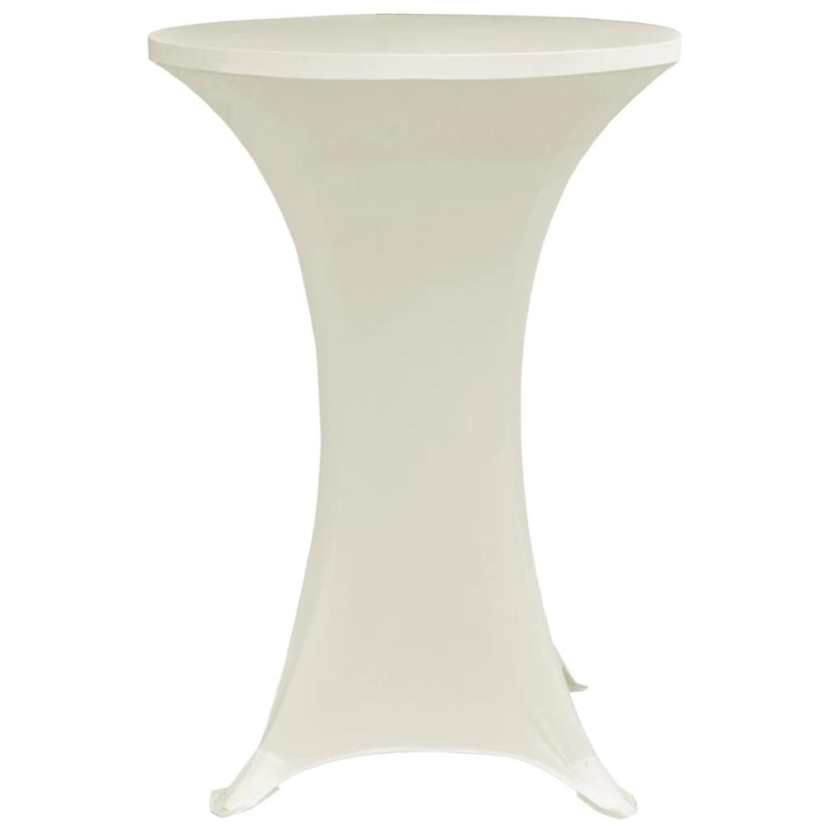 Mantel elástico para mesa alta 4 unidades color crema Ø60 cm