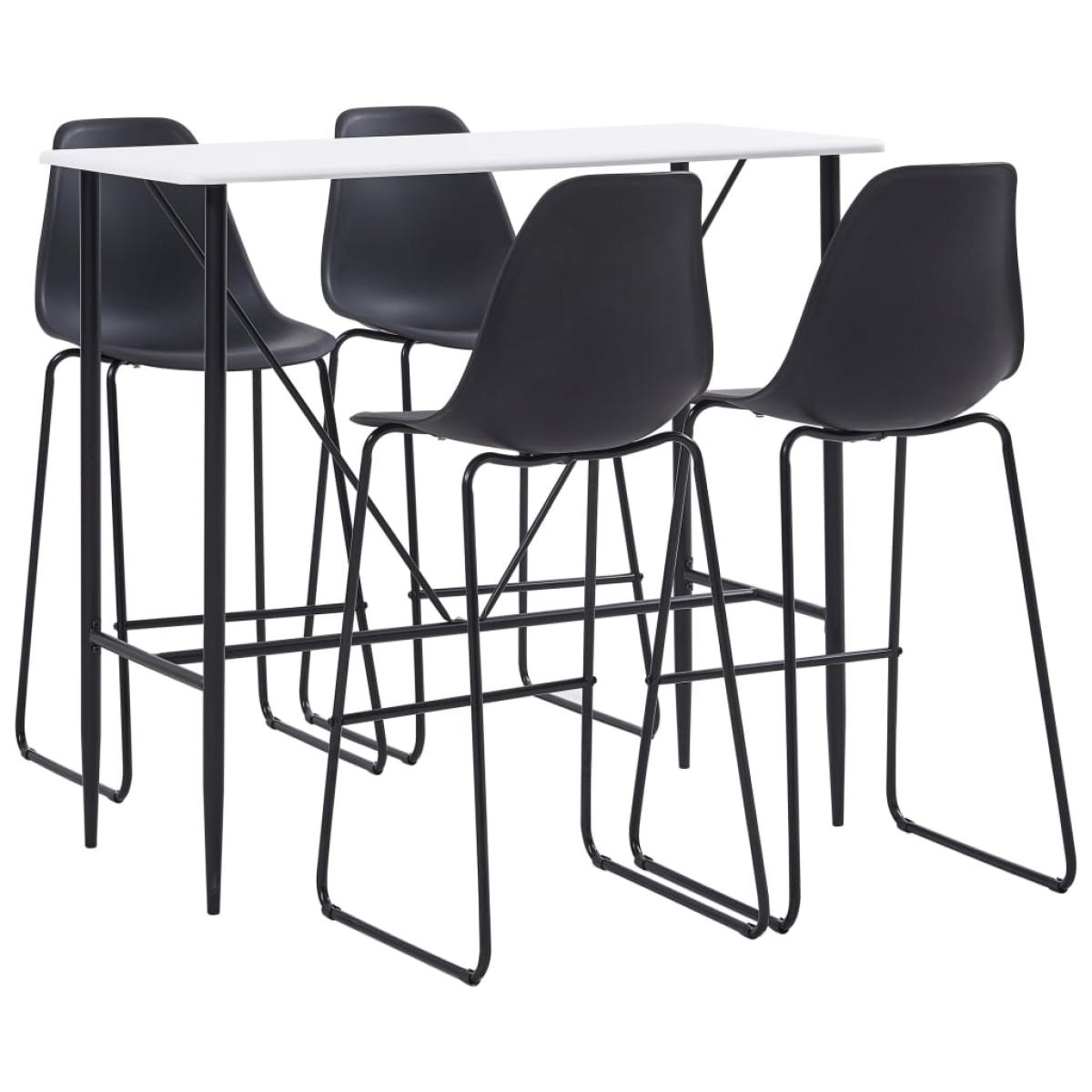 Juego de mesa alta y taburetes 5 piezas plástico negro