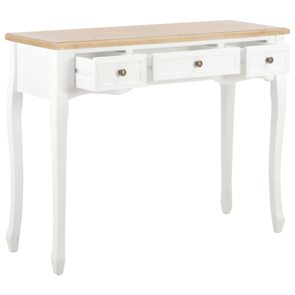 Mesa consola tocador con 3 cajones blancos