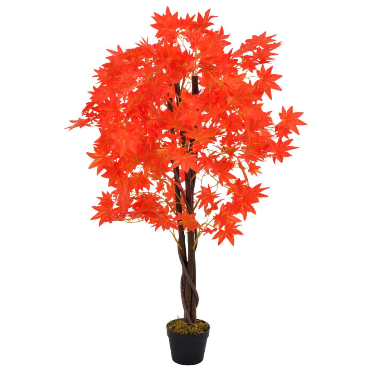 Planta artificial árbol de arce con macetero rojo 120 cm