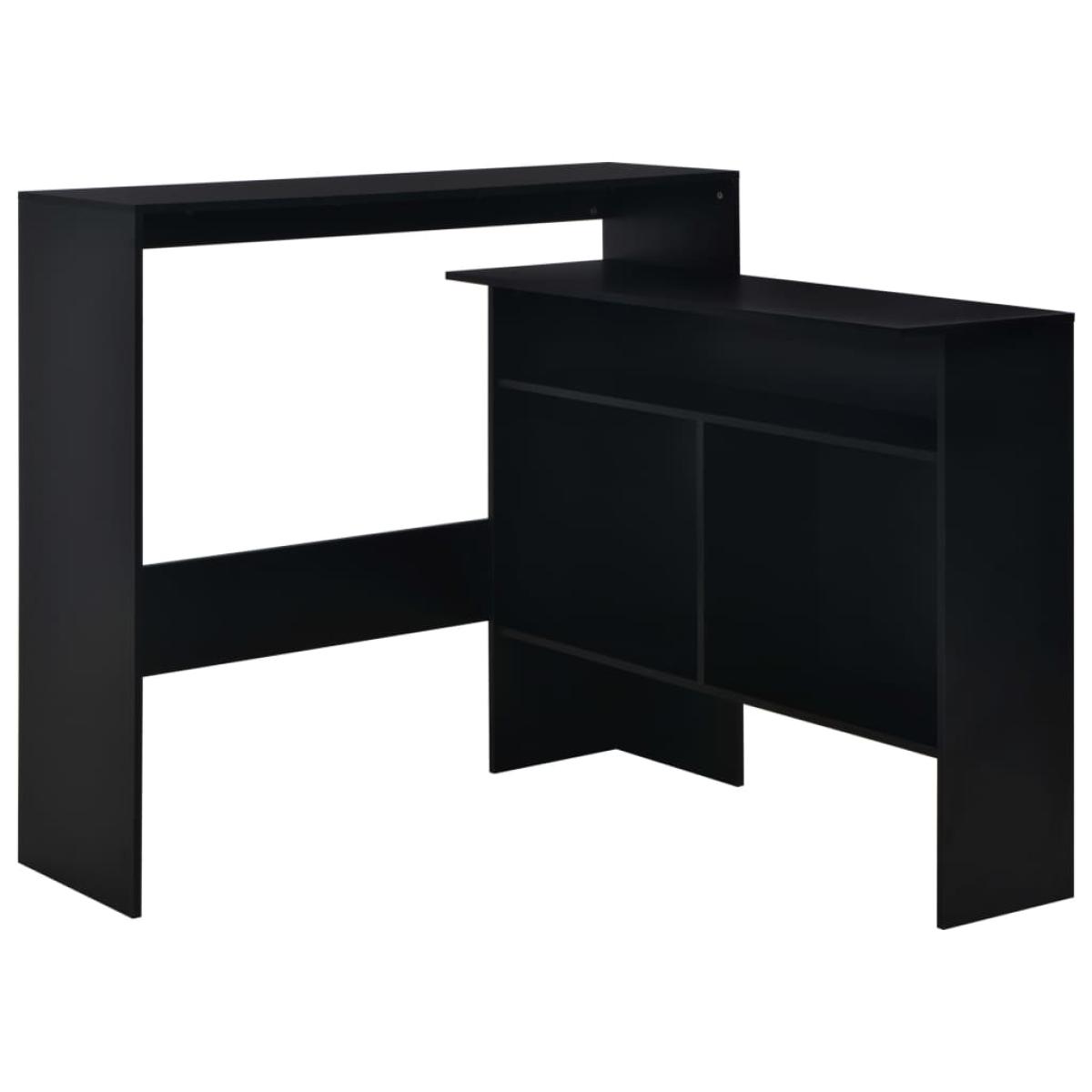 Mesa alta de cocina con 2 encimeras negra 130x40x120 cm