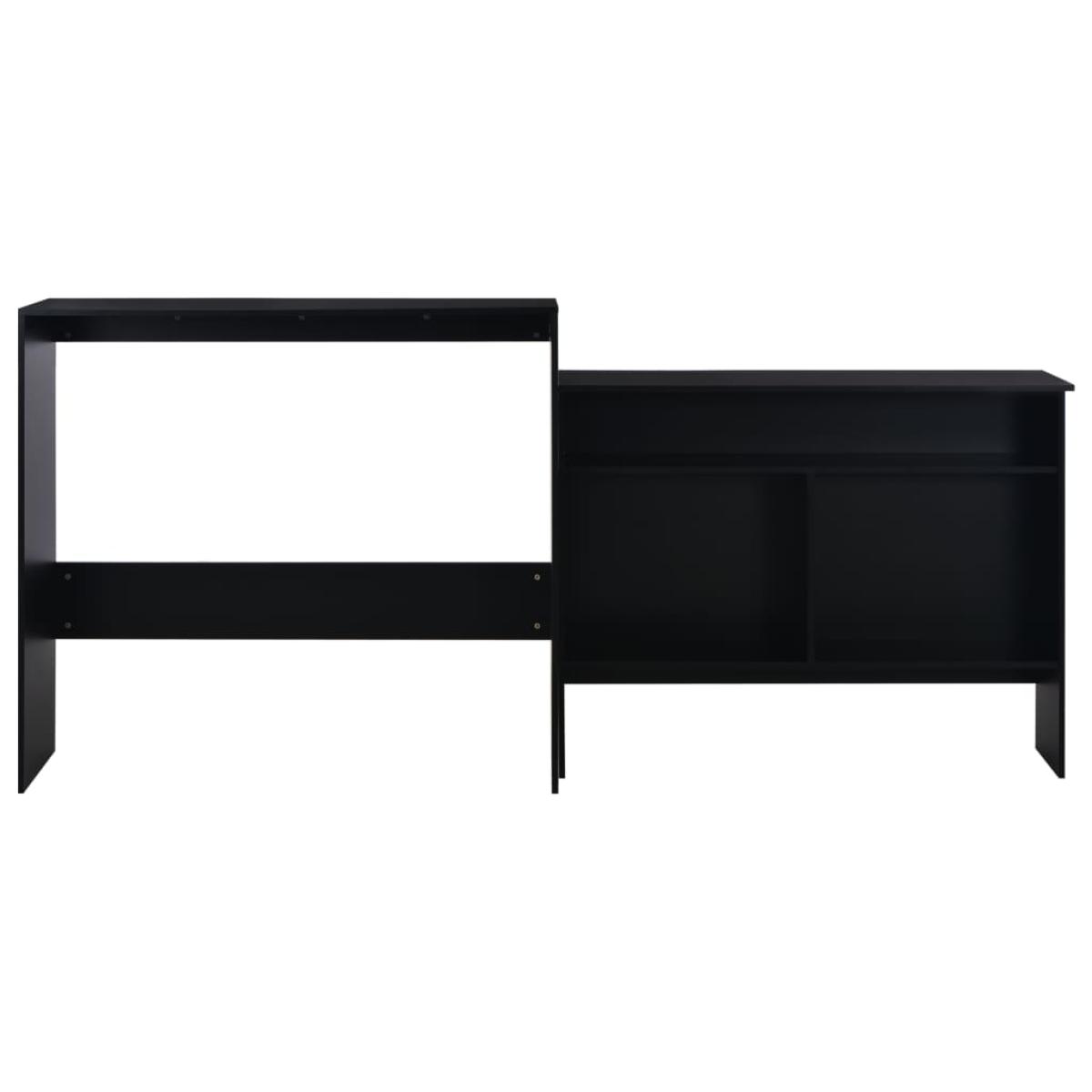 Mesa alta de cocina con 2 encimeras negra 130x40x120 cm