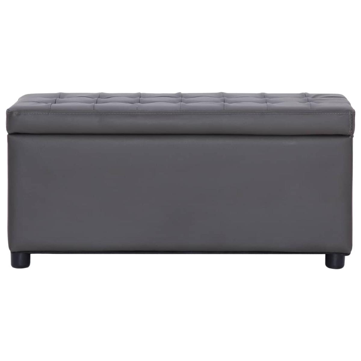 Otomana de almacenaje de cuero sintético gris 87,5 cm 