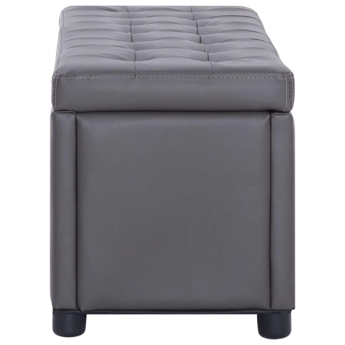 Otomana de almacenaje de cuero sintético gris 87,5 cm 