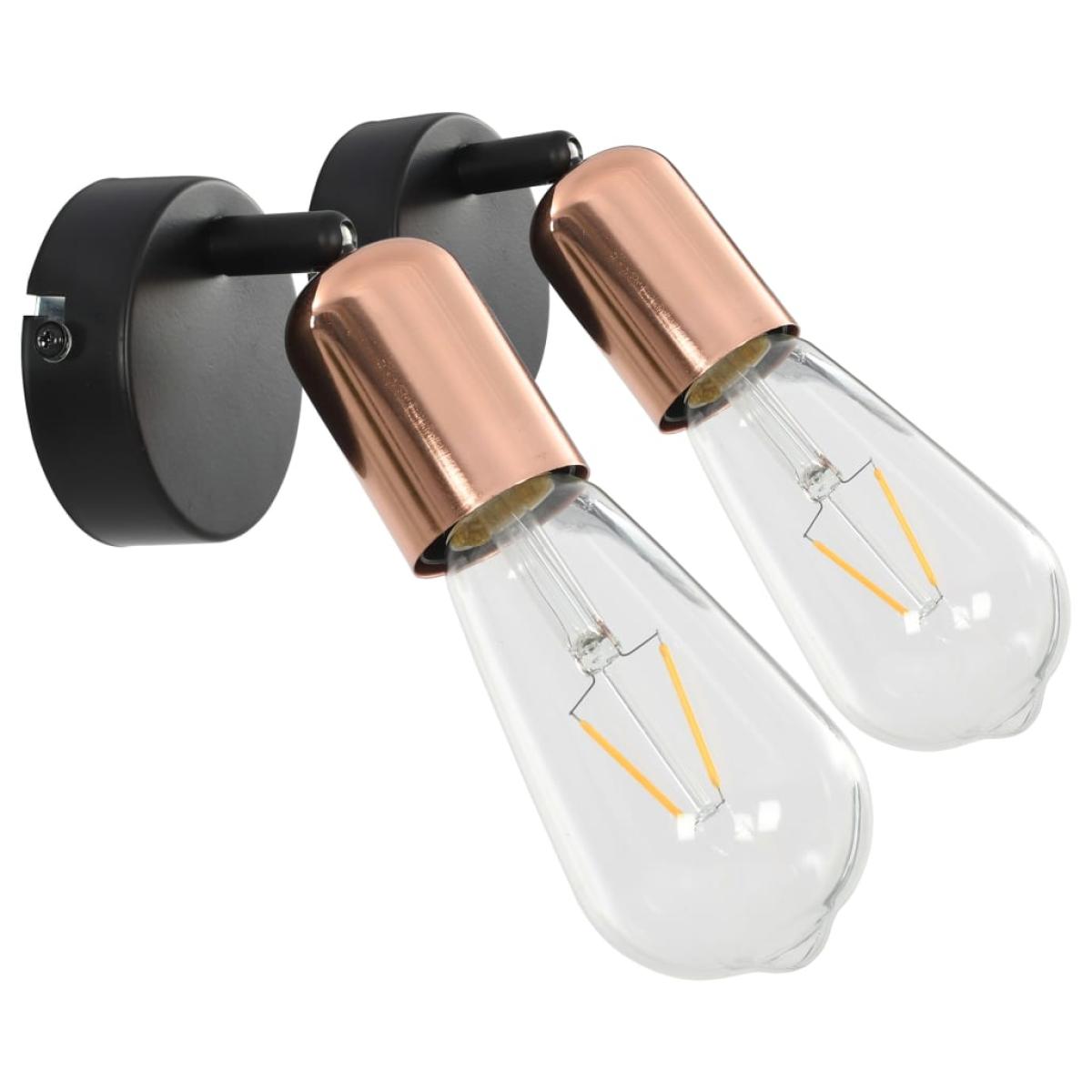 Lámpara focos 2 uds bombillas de filamento 2W negro cobre E27