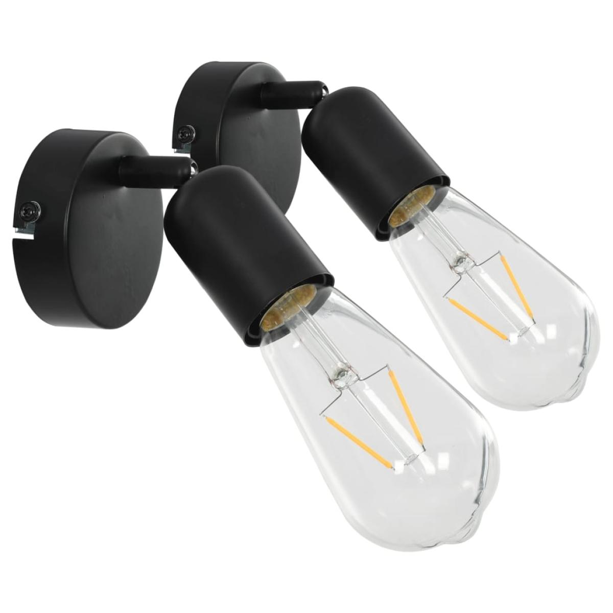 Lámpara focos 2 uds con bombillas de filamento 2W negro E27