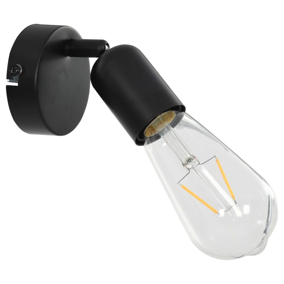 Lámpara focos 2 uds con bombillas de filamento 2W negro E27