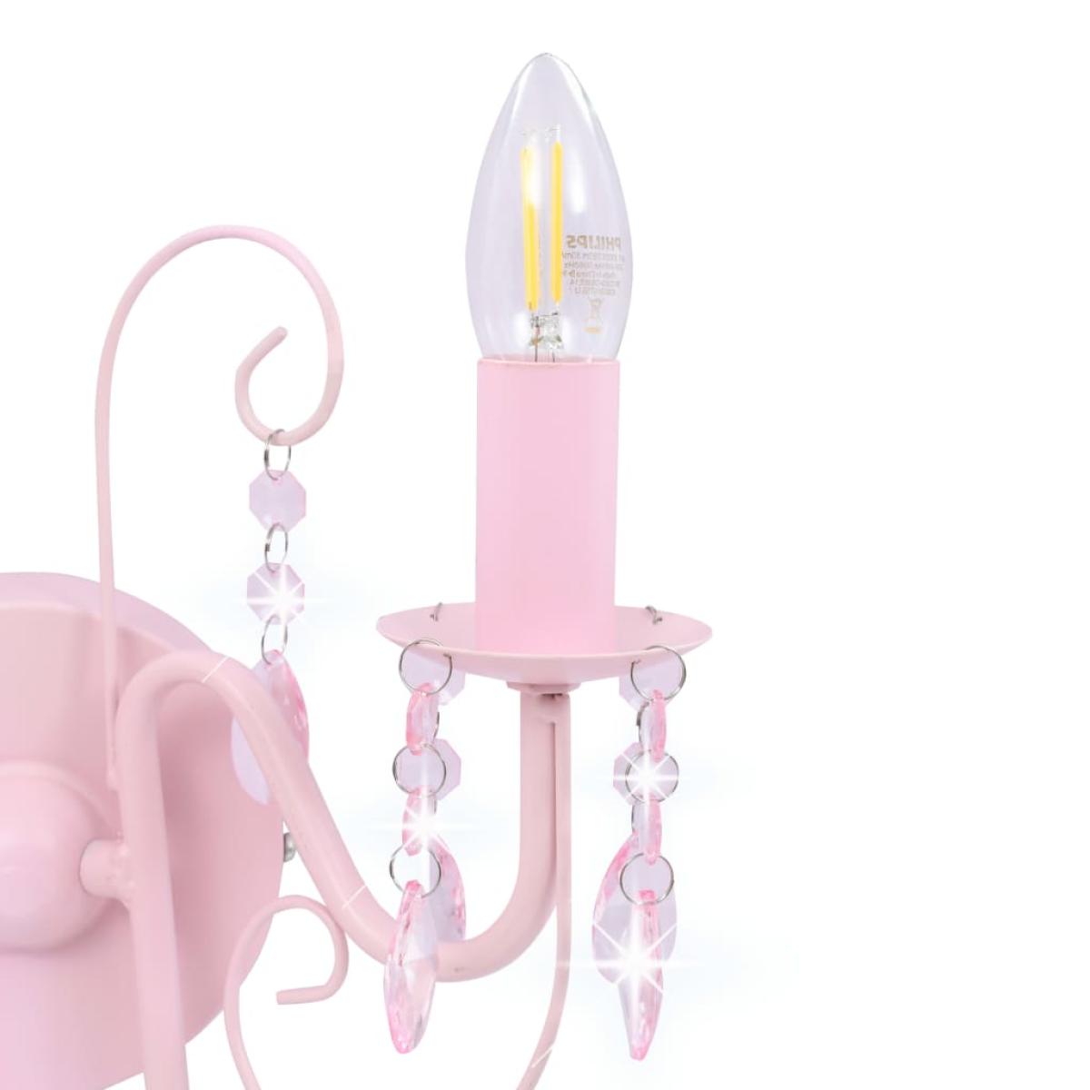 Lámpara de pared con cuentas rosa con 2 bombillas E14
