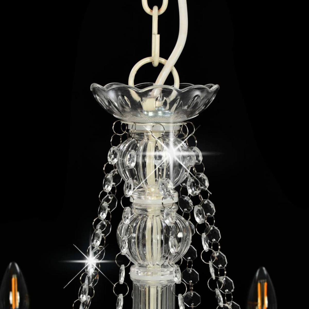 Lámpara de araña con cuentas blanco 8 bombillas E14