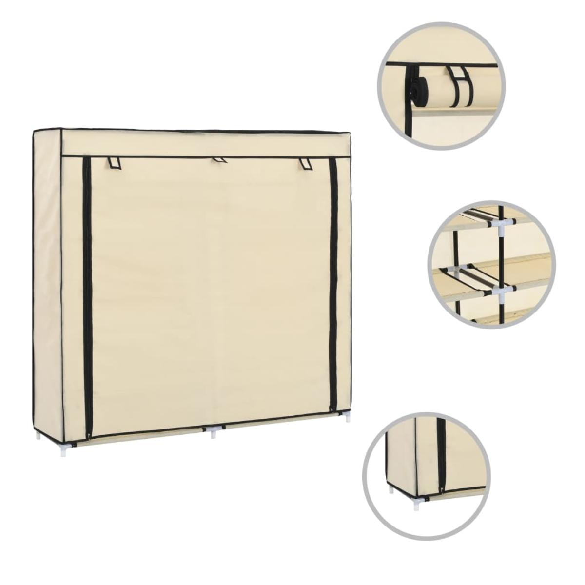 Mueble zapatero con funda de tela color crema 115x28x110 cm