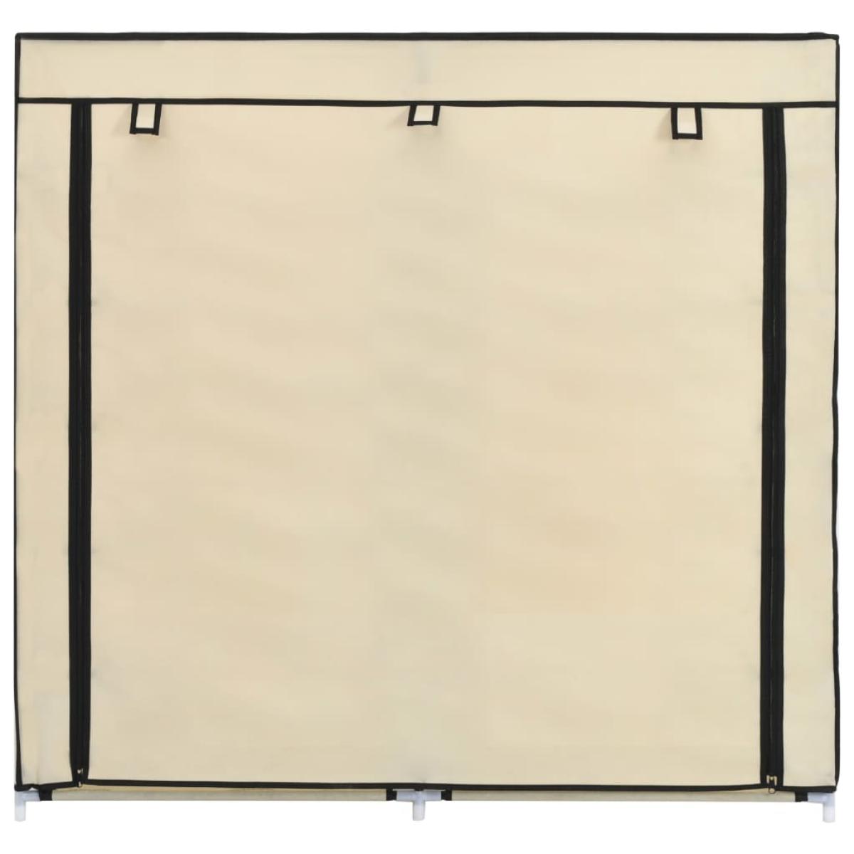 Mueble zapatero con funda de tela color crema 115x28x110 cm