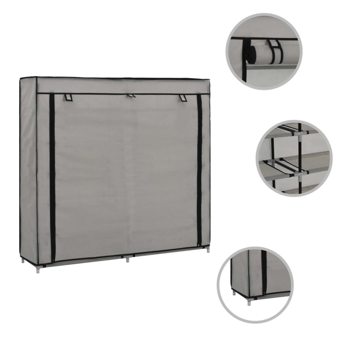 Mueble zapatero con funda de tela gris 115x28x110 cm