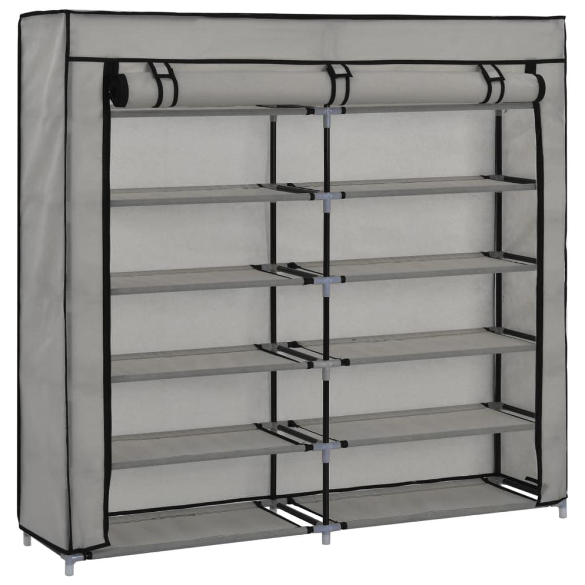 Mueble zapatero con funda de tela gris 115x28x110 cm