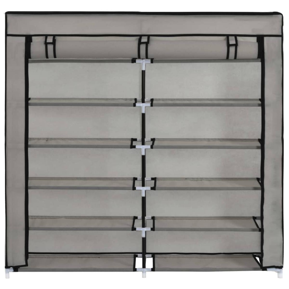 Mueble zapatero con funda de tela gris 115x28x110 cm