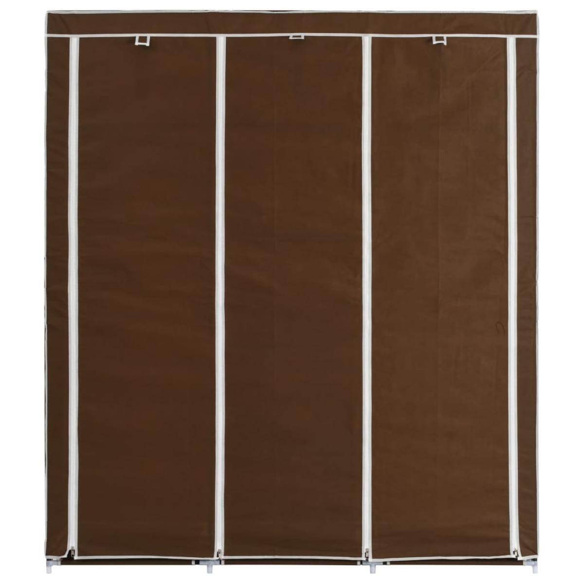 Armario con compartimentos y varillas tela marrón 150x45x175 cm