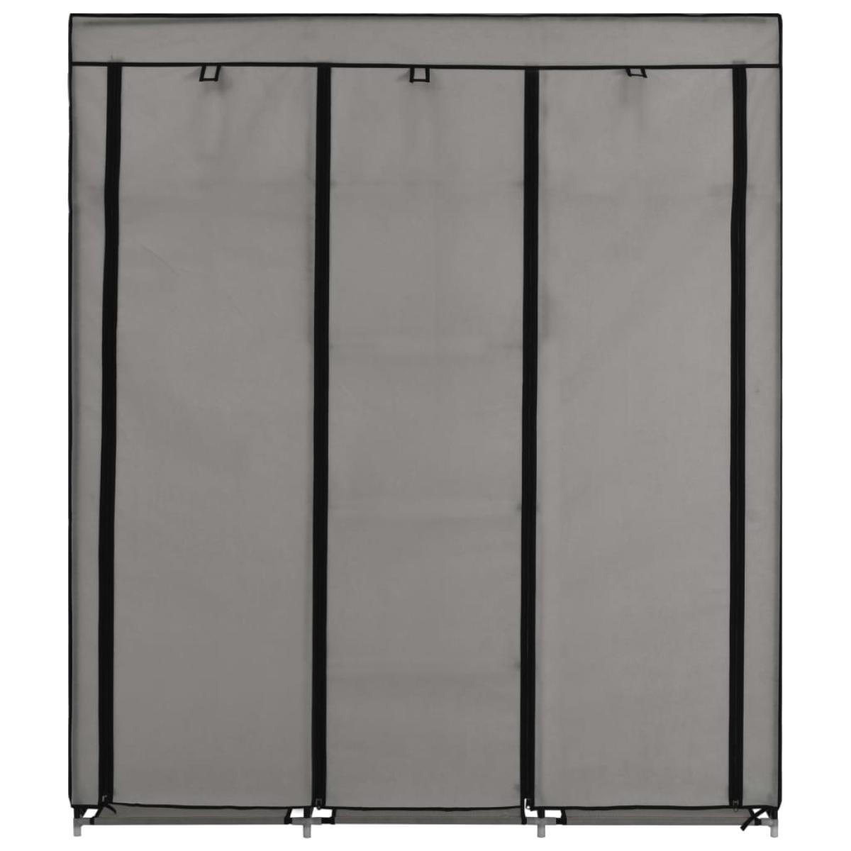 Armario con compartimentos y varillas tela gris 150x45x175 cm