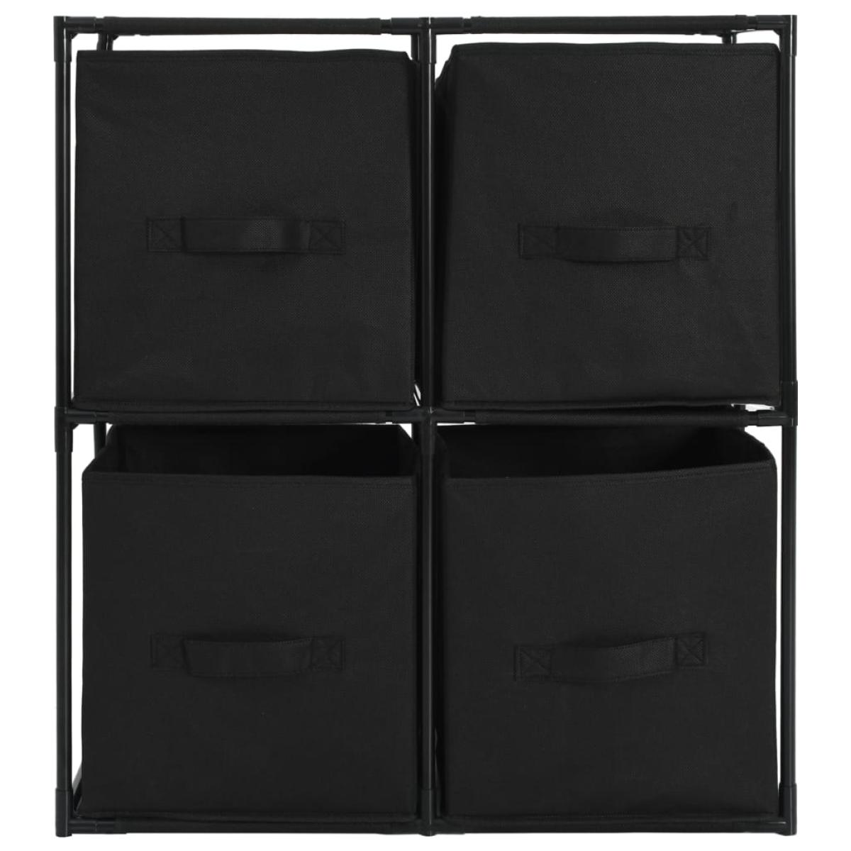 Armario de almacenaje 4 cestas de tela negro acero 63x30x71 cm