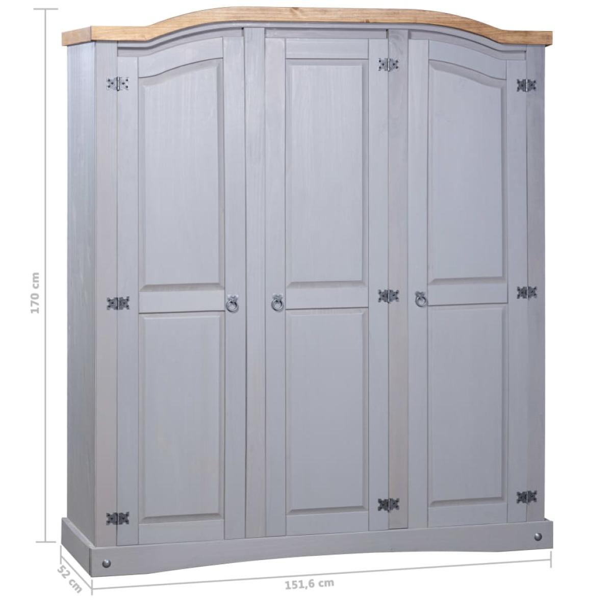 Armario madera de pino Mexicano estilo Corona gris 3 puertas