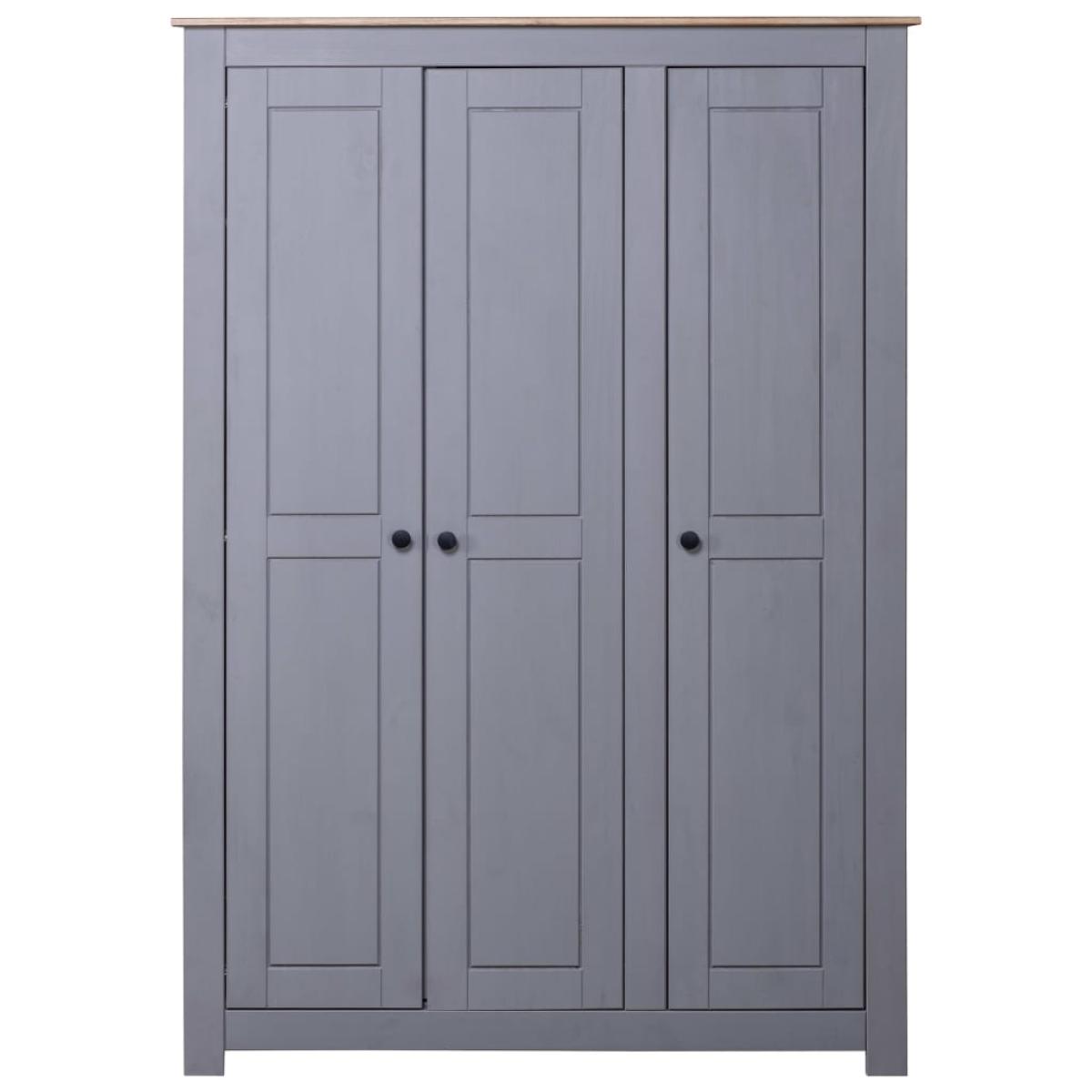 Armario 3 puertas madera pino Panamá Range gris 118x50x171,5cm