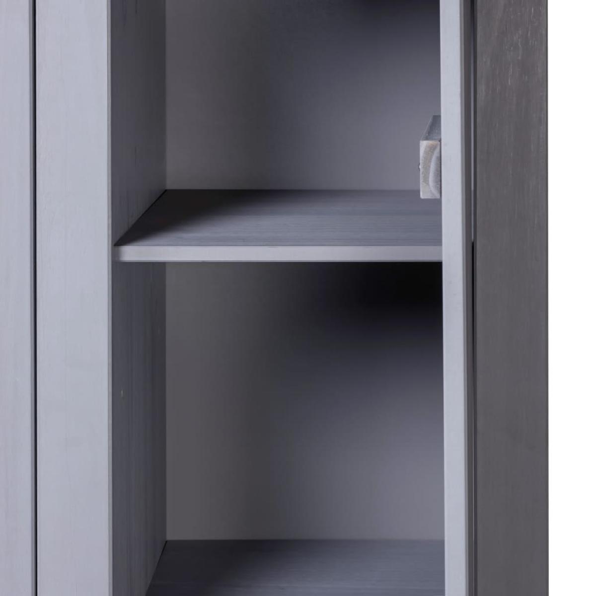 Armario 3 puertas madera pino Panamá Range gris 118x50x171,5cm