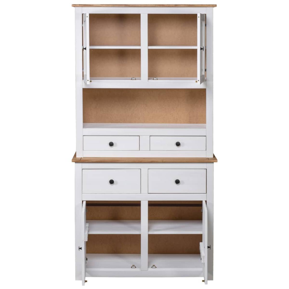 Aparador madera maciza pino estilo Panamá blanco 93x40,5x180 cm 