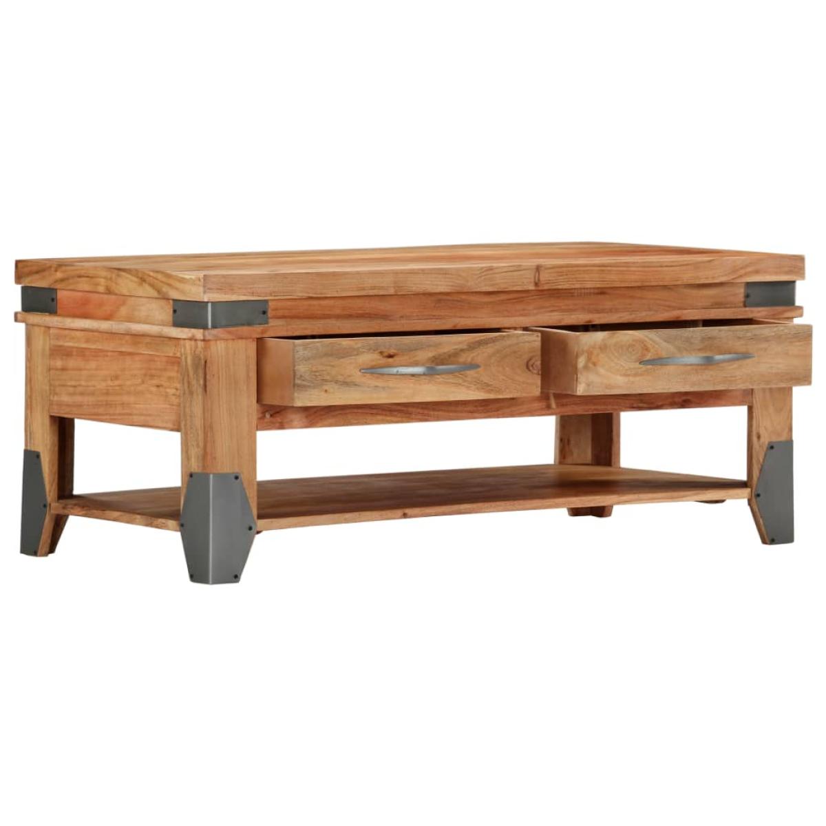 Mesa de centro de madera maciza de acacia 110x52x45 cm