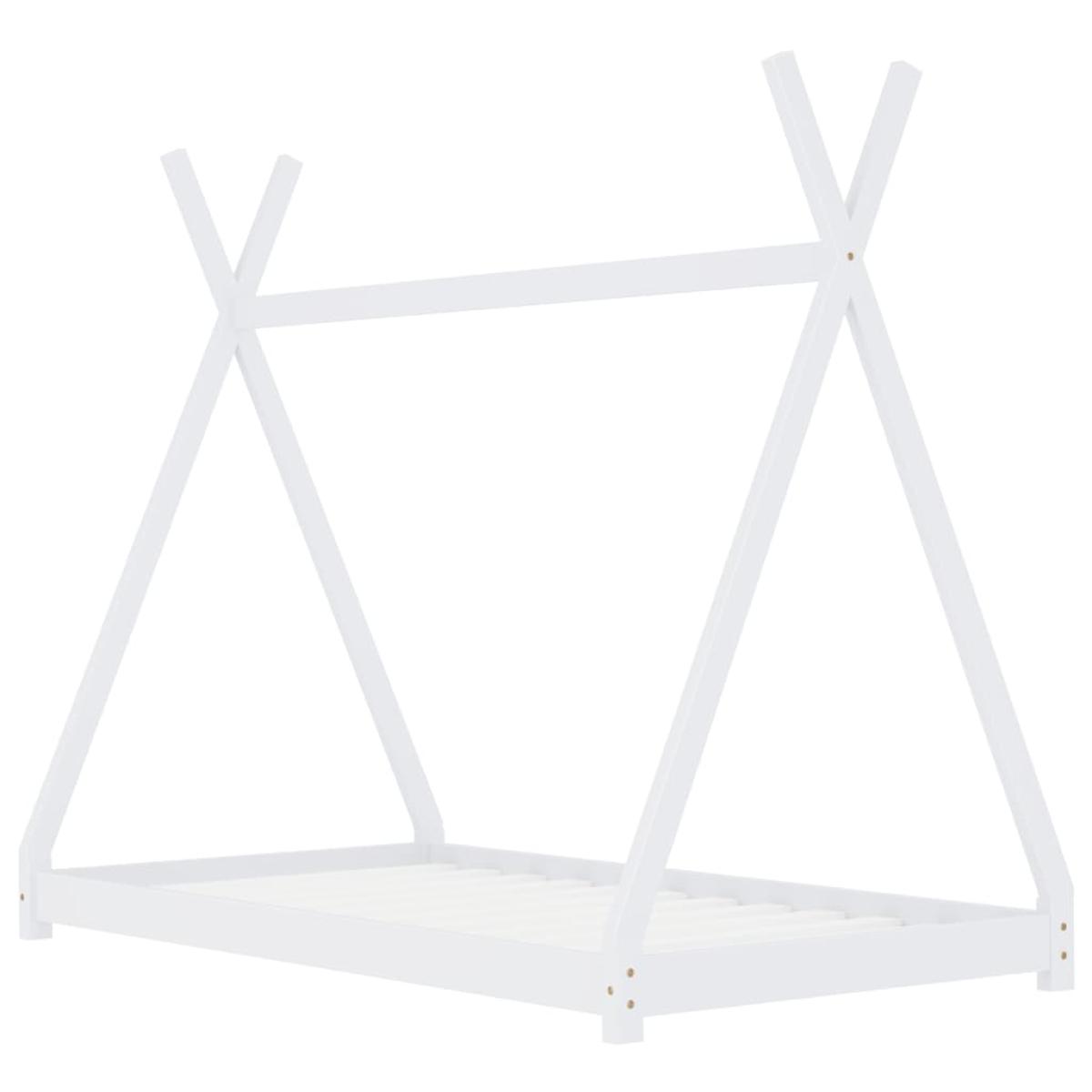 Estructura de cama infantil madera maciza pino blanca 90x200 cm