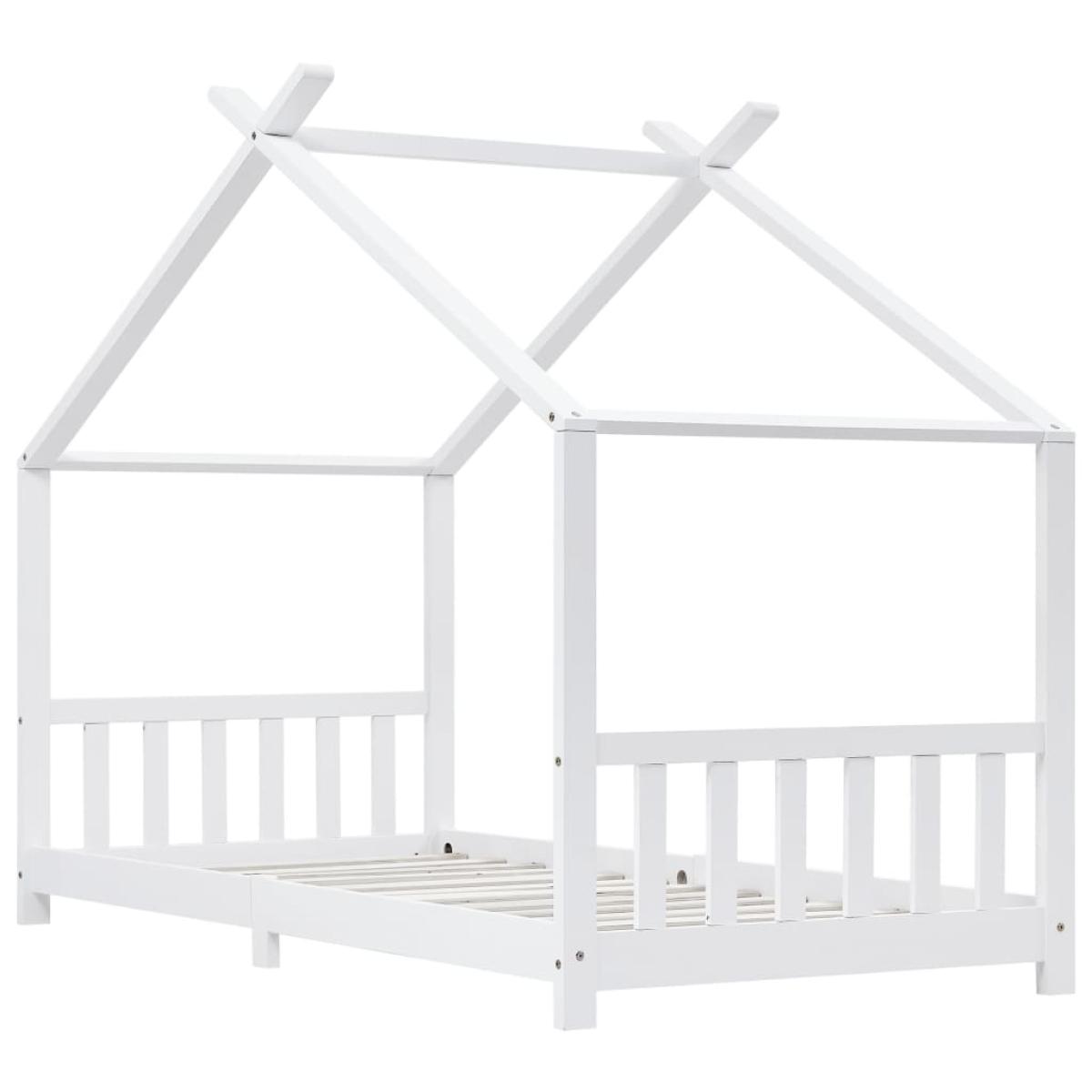 Estructura de cama infantil madera maciza pino blanco 90x200 cm