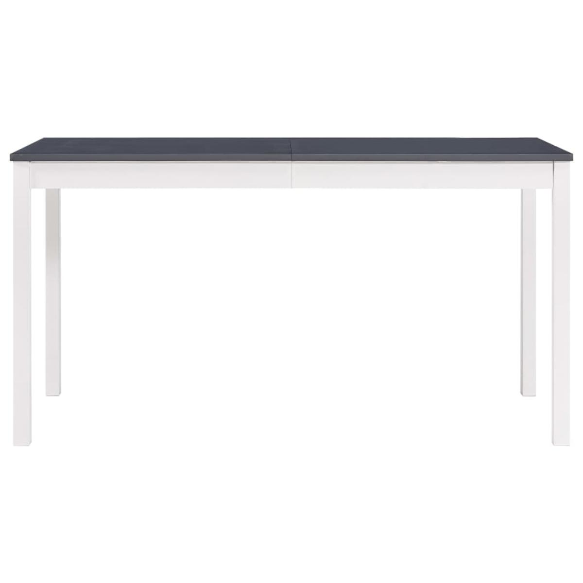 Mesa de comedor de madera de pino blanco y gris 140x70x73 cm