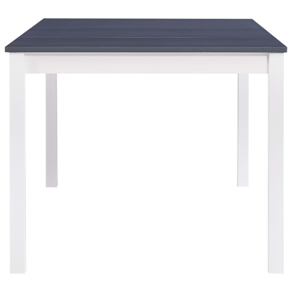 Mesa de comedor de madera de pino blanco y gris 180x90x73 cm