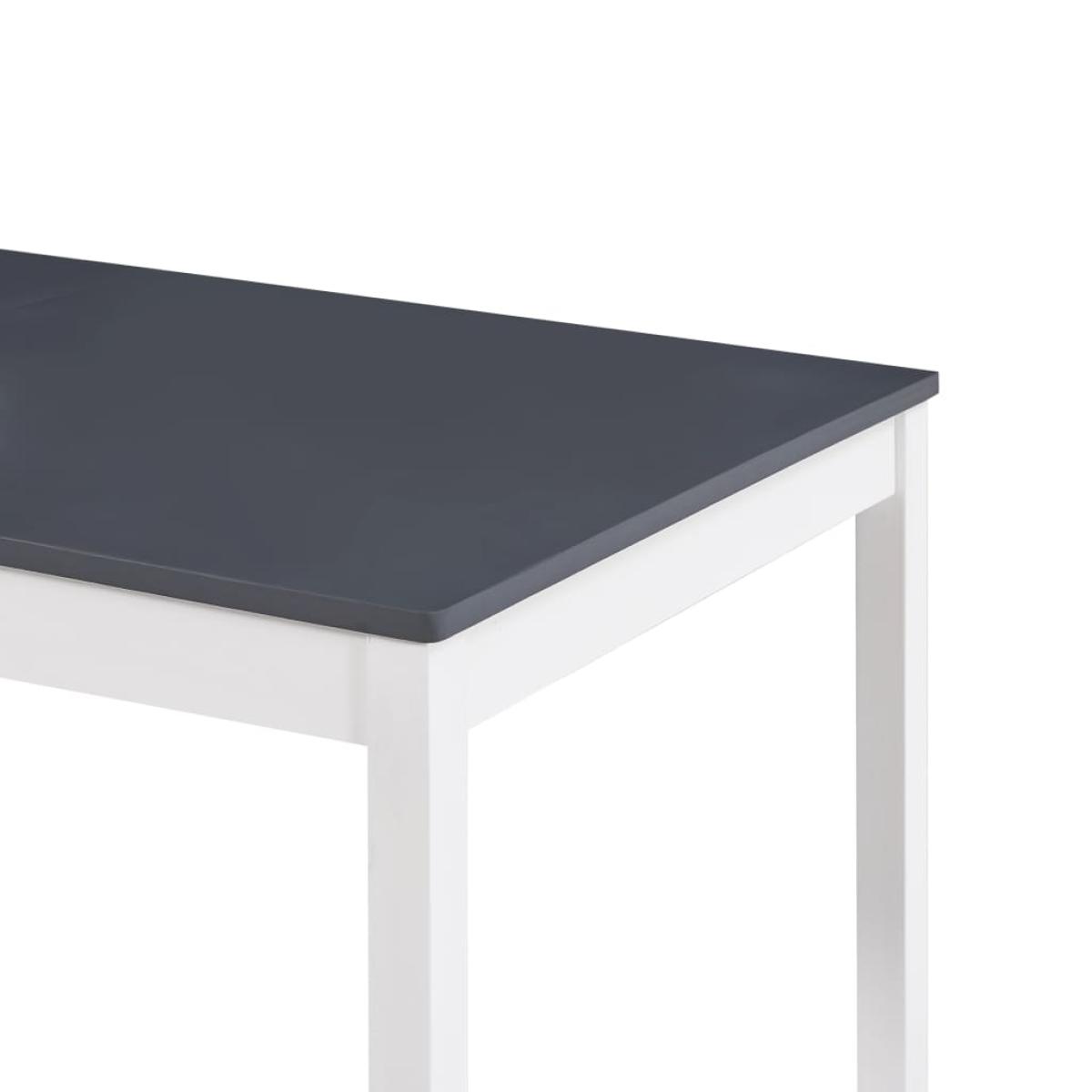 Mesa de comedor de madera de pino blanco y gris 180x90x73 cm