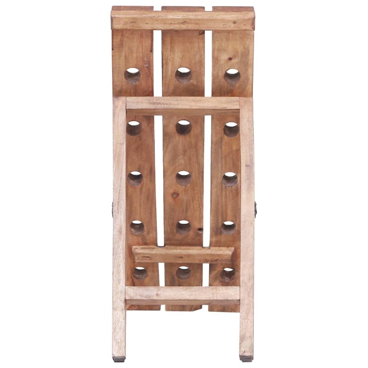 Botellero para 15 botellas madera maciza reciclada 26x50x70 cm