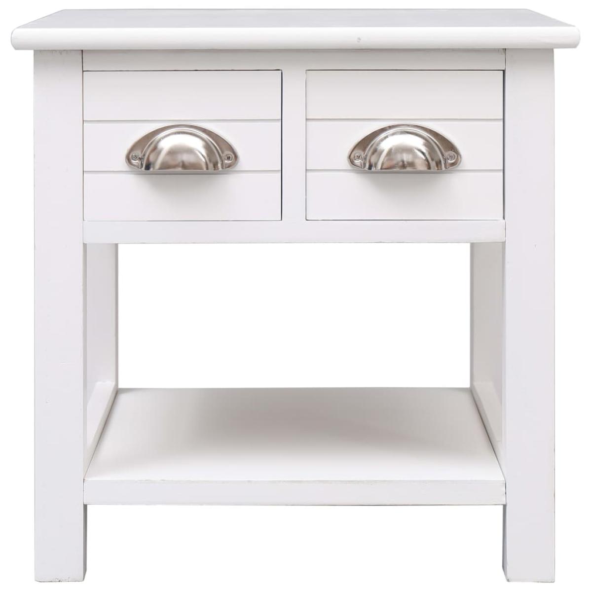 Mesa auxiliar madera de Paulownia blanco 40x40x40 cm