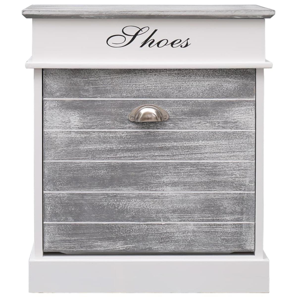 Mueble zapatero de madera de Paulownia gris 50x28x58 cm
