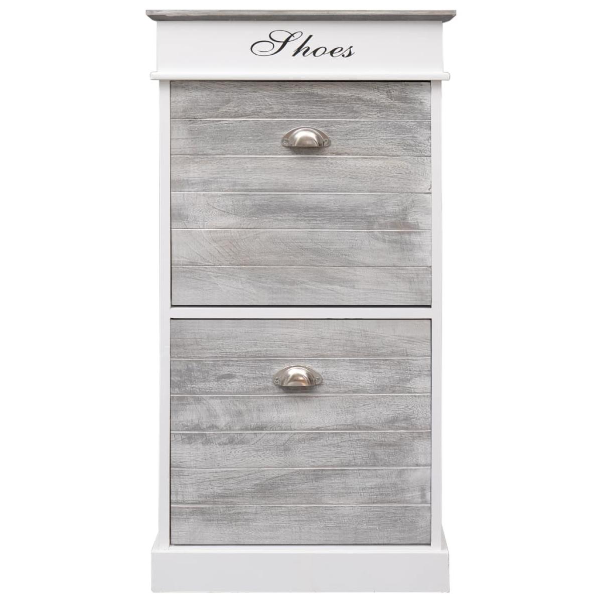 Mueble zapatero de madera de Paulownia gris 50x28x98 cm