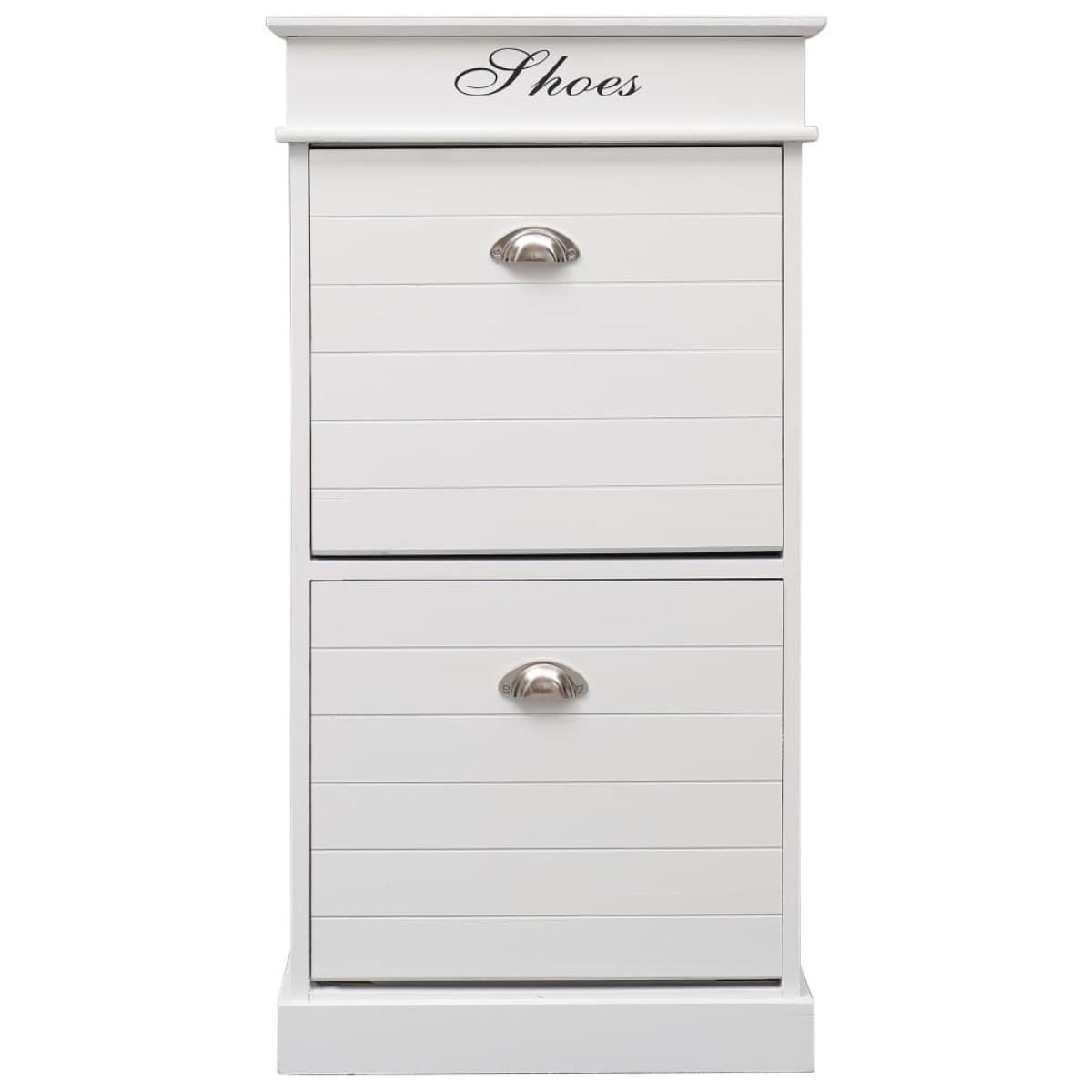 Mueble zapatero de madera de Paulownia blanco 50x28x98 cm