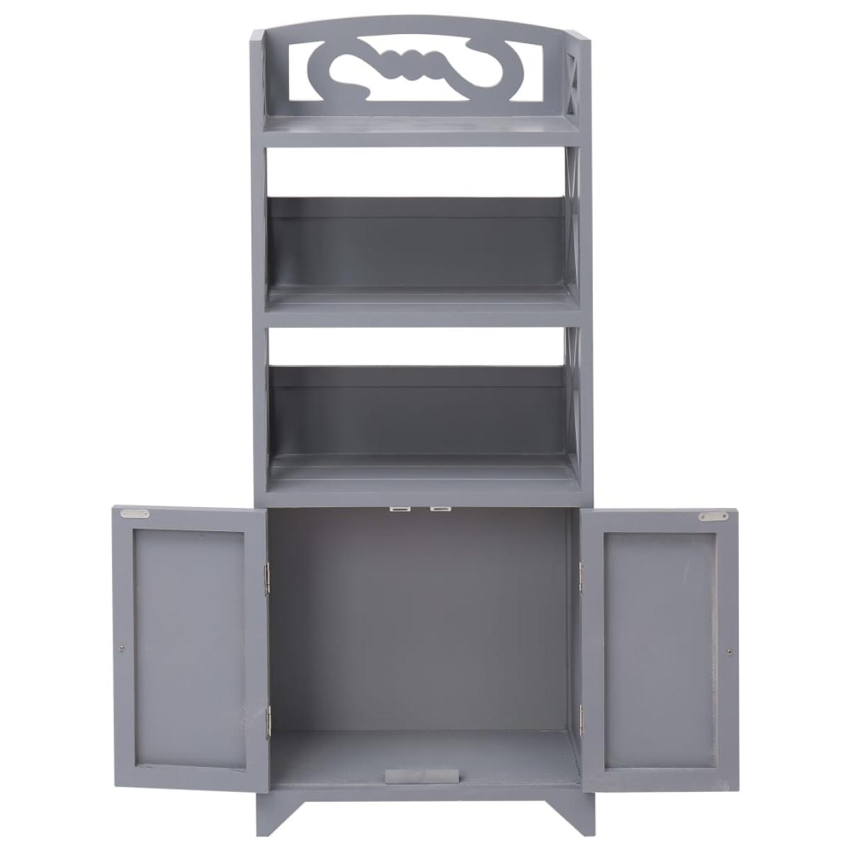 Mueble de cuarto de baño madera Paulownia gris 46x24x116 cm